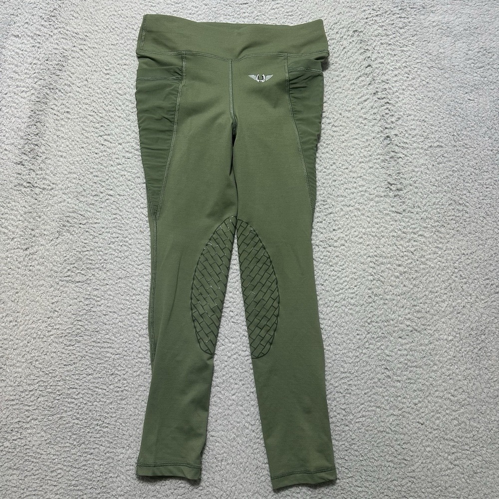 TUFFRIDER TUFF RIDER Black Equestrian breathable riding leggings Small Green‎
